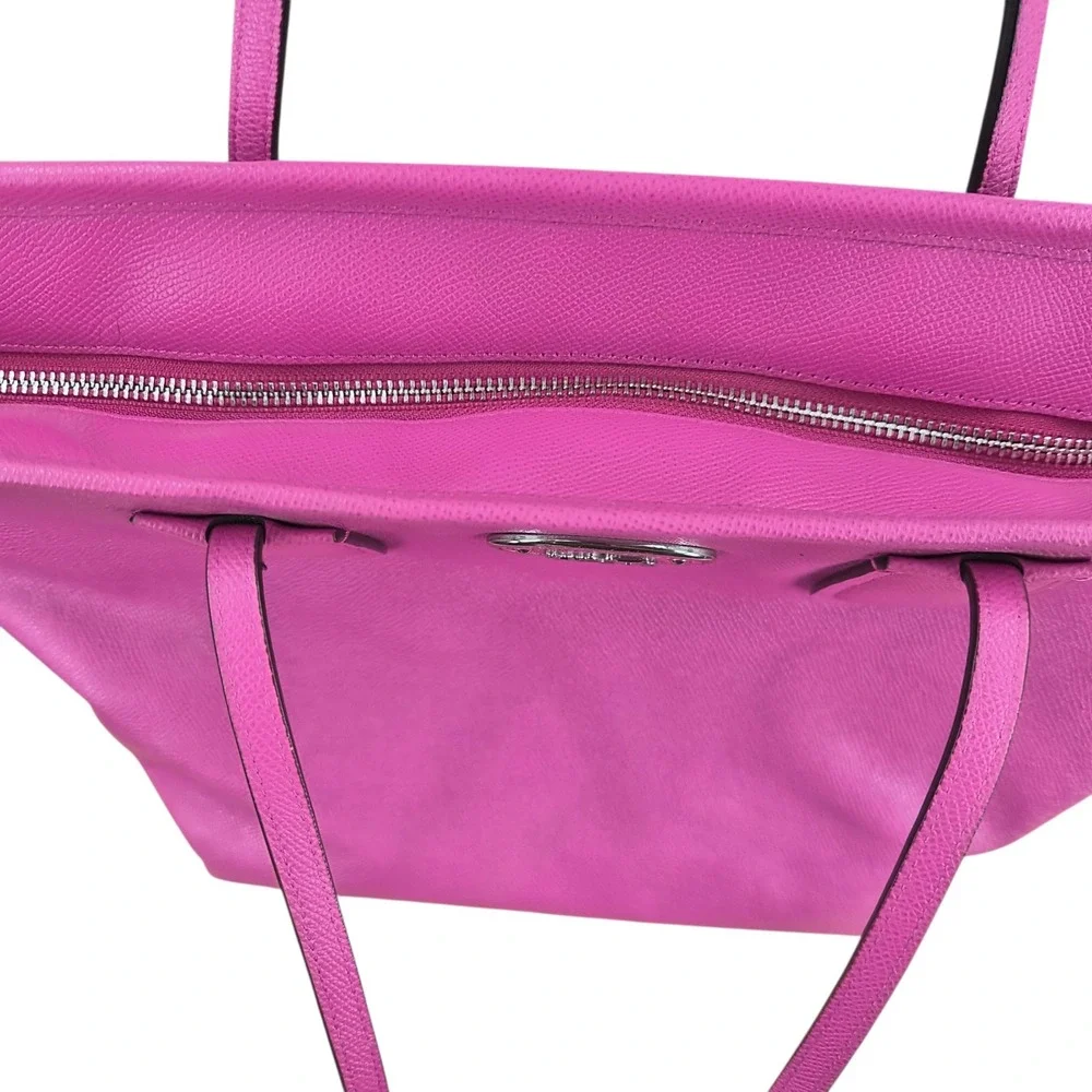 Coach Taxi Tote Pink Pebbled Leather Top Zip